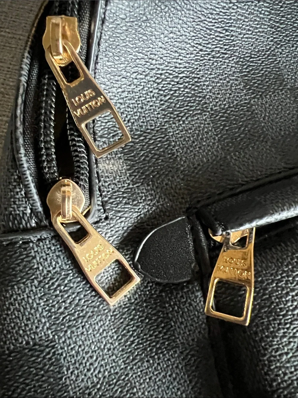 Louis Vuitton Black Checkered Mini Backpack with Gold Hardware